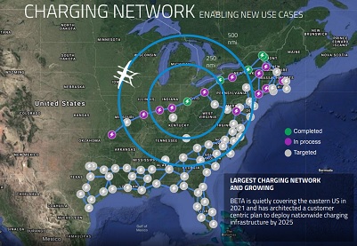 Beta charging network plans, June 2021